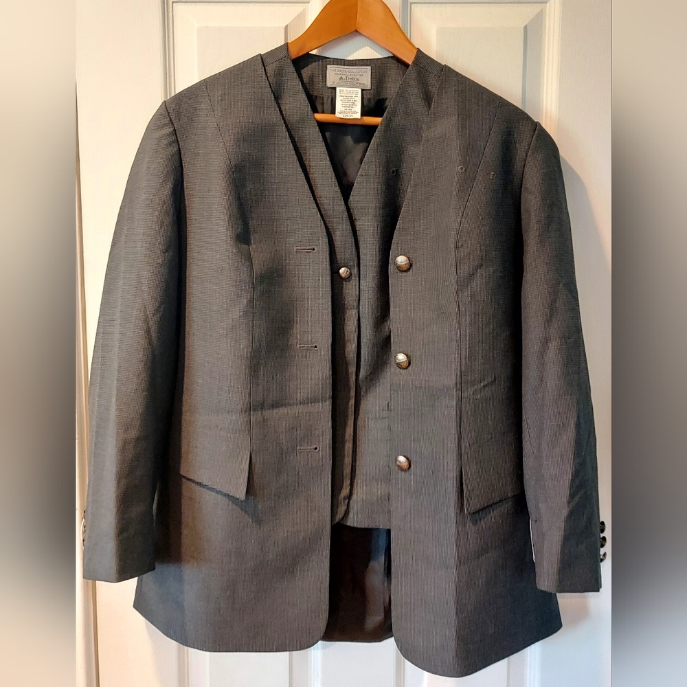 NEW Vintage Delta Airlines Stewardess Wool Blend Uniform Suit+Vest 2 Pcs